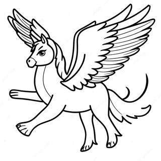 Majestätischer Hippogreif im Flug Ausmalbild | Hippogreif Ausmalbild