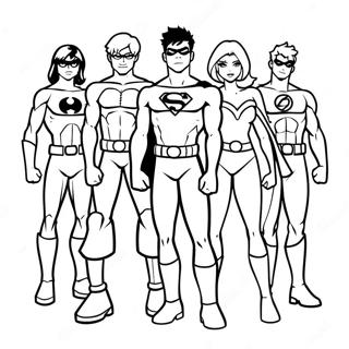 Young Justice Team Ausmalbild | Junge Gerechtigkeit Ausmalbild