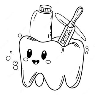 Spaß Zahnbürste und Zahn Ausmalbild | Hygiene Ausmalbild