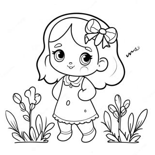 Niedliche Abigail mit Blumen Ausmalbild | Abigail Ausmalbild
