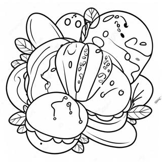 Bunte Pan Dulce Leckereien Ausmalbild | Süßes Brot Ausmalbild