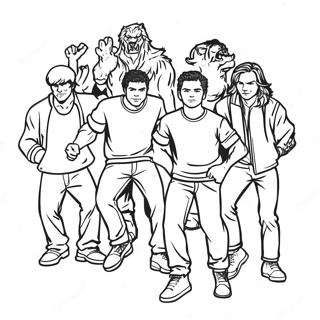 Teen Wolf Charaktere in Aktion Ausmalbild | Teen Wolf Ausmalbild