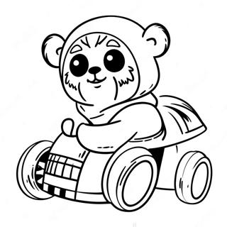 Niedlicher Ewok mit einem Speeder Ausmalbild | Ewok Ausmalbild