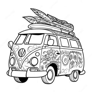 Bunter Hippie Van Ausmalbild | Hippie Trippy Ausmalbild