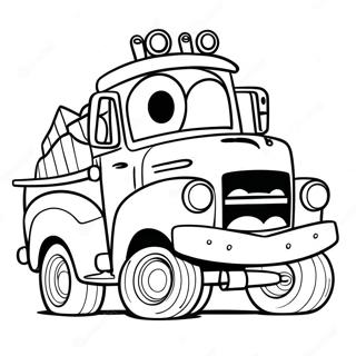 Lustiger Mater, der einen Truck fährt Ausmalbild | Mater Ausmalbild