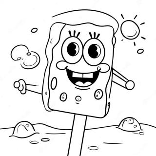 Bunter SpongeBob Eis am Stiel in der Sonne Ausmalbild | SpongeBob Eis am Stiel Ausmalbild