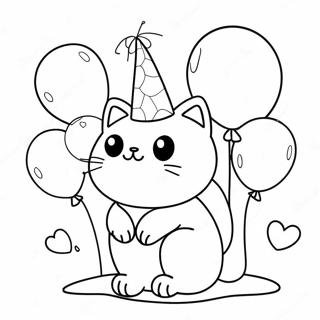 Splat die Katze mit bunten Ballons Ausmalbild | Splat die Katze Ausmalbild