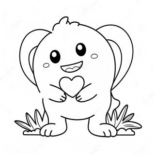 Niedliches Liebesmonster mit Herz Ausmalbild | Liebesmonster Ausmalbild