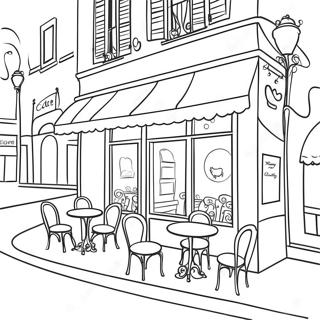 Charmantes Pariser Café Ausmalbild | Paris Ausmalbild