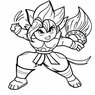 Dynamischer Beyblade Achilles im Kampf Ausmalbild | Beyblade Achilles Ausmalbild