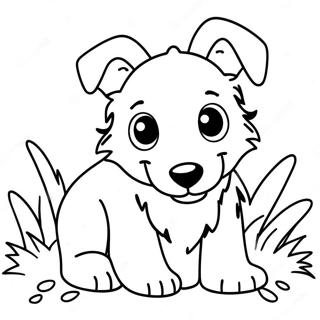 Verspielter Collie Welpe Ausmalbild | Collie Ausmalbild