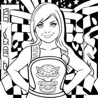 Niedliche Alexa Bliss mit Meisterschaftsgürtel Ausmalbild | Alexa Bliss Ausmalbild
