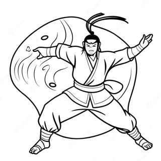 Neji in dynamischer Kampfpose Ausmalbilder | Neji Ausmalbild