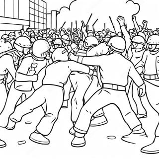 Unruhen-Szene Ausmalbilder | Aufstand Ausmalbild