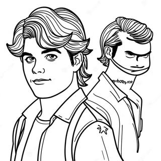 Cooler Steve Harrington mit Haar Ausmalbild | Steve Harrington Ausmalbild