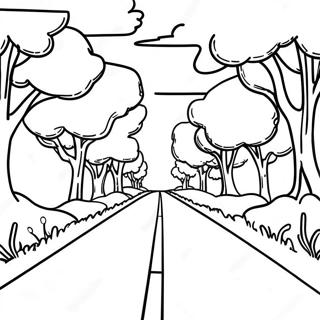 Malerische leere Straße - Ausmalbild | Leere Straße Ausmalbild