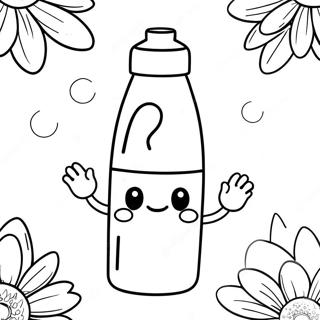 Niedliche Wasserflasche Ausmalbild | Trinkwasser Ausmalbild