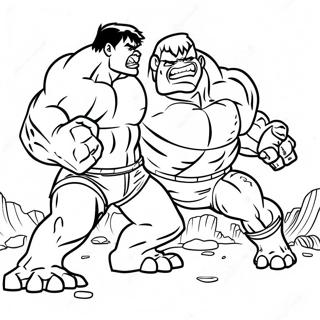 Hulk gegen Abomination Epischer Kampf Ausmalbild | Hulk gegen Abomination Ausmalbild