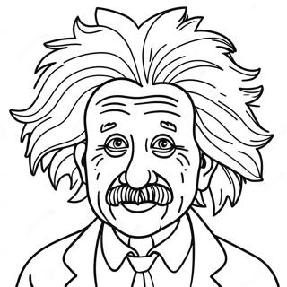 Lustiger Albert Einstein mit verrückten Haaren Ausmalbild | Albert Einstein Ausmalbild