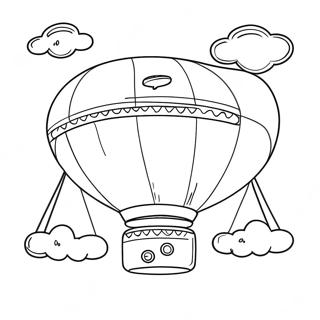 Buntes Luftschiff am Himmel Ausmalbild | Luftschiff Ausmalbild