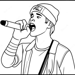 Justin Bieber singt auf der Bühne Ausmalbild | Justin Bieber Ausmalbild