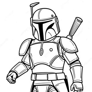 Jango Fett in Kampfrüstung Ausmalbild | Jango Fett Ausmalbild