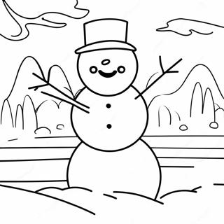 Schneetag Spaß mit Schneemann Ausmalbild | Schneetag Ausmalbild