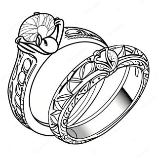 Eleganter Hochzeitsring Ausmalbild | Ehering Ausmalbild