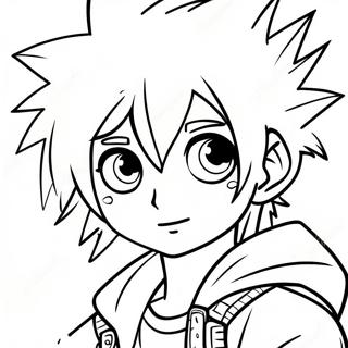 Cooler Emo Anime Junge mit stacheligen Haaren Ausmalbild | Junge Emo Anime Ausmalbild
