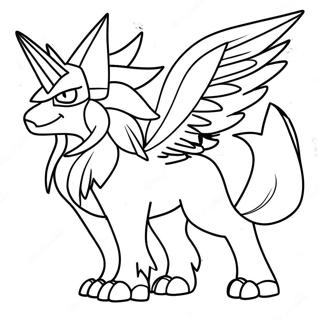 Majestätischer Solgaleo im Kampf Ausmalbild | Solgaleo Ausmalbild