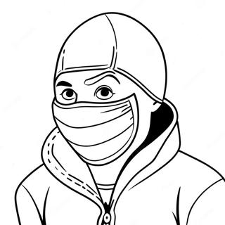 Sneaky Dieb mit Maske Ausmalbild | Dieb Ausmalbild