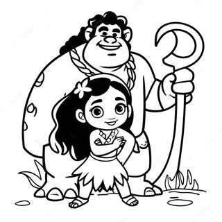 Maui und Moana Abenteuer Ausmalbild | Moana Ausmalbild