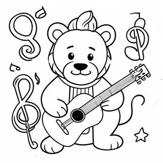 Leo der Löwe mit Musikinstrumenten Ausmalbild | Kleine Einsteins Ausmalbild