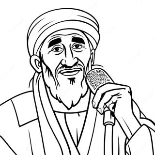 DD Osama mit Mikrofon Ausmalbild | DD Osama Ausmalbild