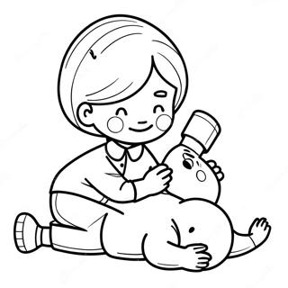Kind, das CPR ausführt Ausmalbild | HLW Ausmalbild