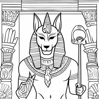 Anubis mit dem goldenen Ankh Ausmalbild | Anubis Ausmalbild
