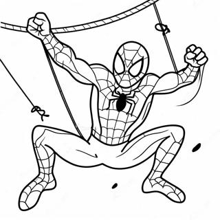 Gruseliger Zombie Spiderman schwingend Ausmalbild | Zombie Spiderman Ausmalbild