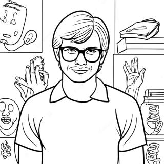 Gruseliges Jeffrey Dahmer Ausmalbild | Jeffrey Dahmer Ausmalbild