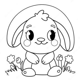Niedlicher Hase mit Blumen Ausmalbild | Hase Ausmalbild Ausmalbild