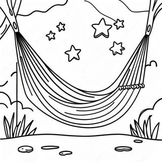 Gemütliche Hängematte unter einem sternenklaren Himmel Ausmalbild | Hängematte Ausmalbild