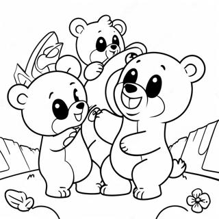 Teddiursa spielt mit Freunden Ausmalbild | Teddiursa Ausmalbild