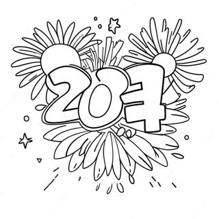 Festliches Neujahrsfeuerwerk 2024 Ausmalbild | Neujahr 2024 Ausmalbild