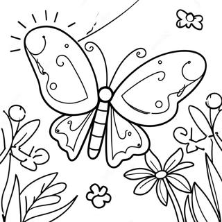 Bunter Schmetterling im Garten Ausmalbild | Schmetterlingsseite Ausmalbild