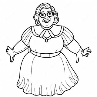 Lustige Madea in einem Kleid Ausmalbild | Madea Ausmalbild
