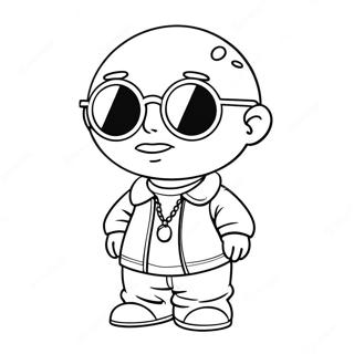 Cooler Gangsta Stewie mit Sonnenbrille Ausmalbild | Gangsta Stewie Ausmalbild
