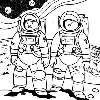 Apollo 11 Astronauten auf dem Mond Ausmalbild | Apollo 11 Ausmalbild