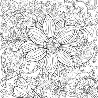 Detaillierte Blumenmuster Ausmalbild | Komplex Ausmalbild