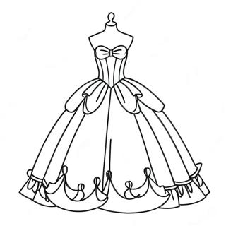 Elegantes Ballkleid Ausmalbild | Schönes Ballkleid Ausmalbild