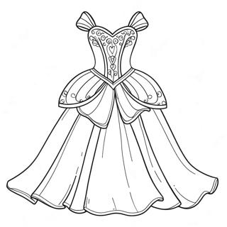 Funkelndes Prinzessinnenkleid Ausmalbild | Schönes Ballkleid Ausmalbild