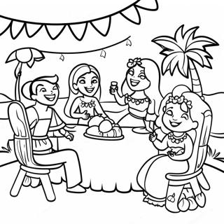 Luau-Party-Szene Ausmalbild | Luau Ausmalbild